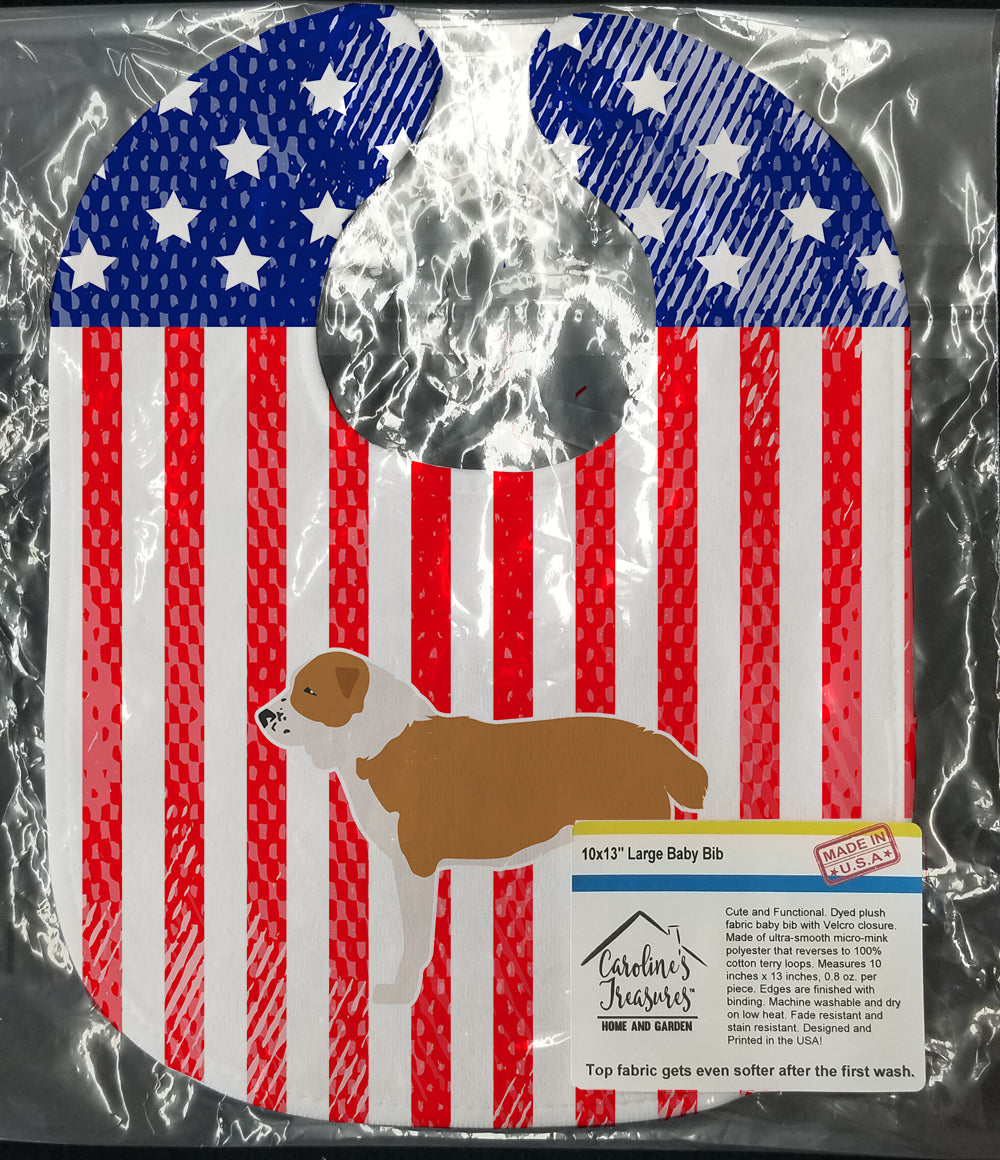 USA Patriotic Central Asian Shepherd Dog Baby Bib Easy-Clean Baby Bib Baby Feeding Accessory Baby Mealtime Essential, 10 x 13, Multicolor