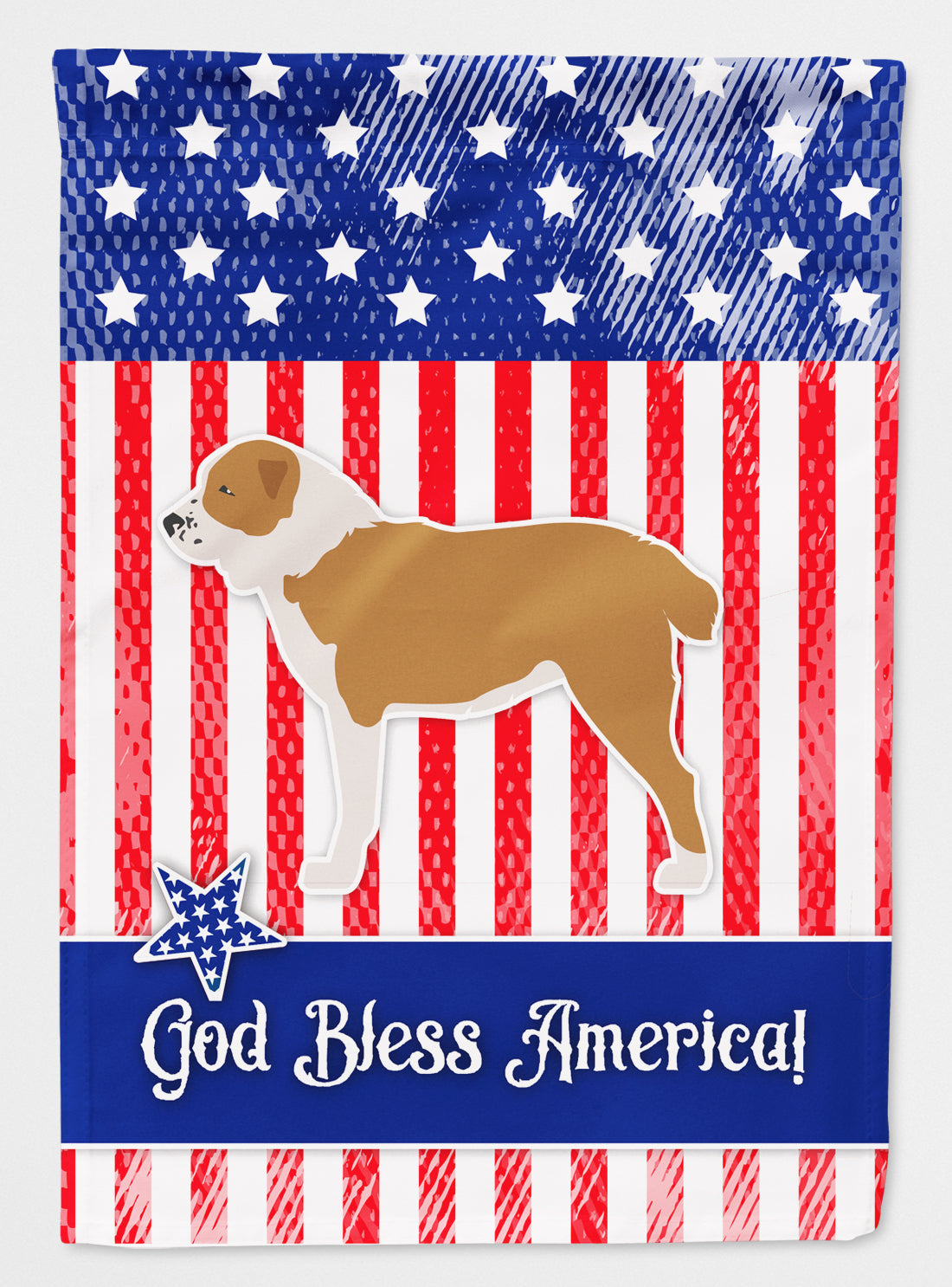 USA Patriotic Central Asian Shepherd Dog House Flag 28x40 Porch Sleeve Pole Decorative Outside Yard Banner Artwork Wall Hanging, Polyester