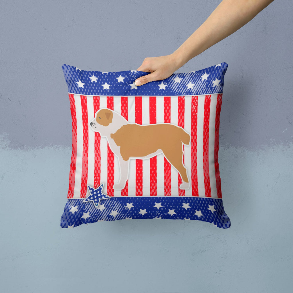 USA Patriotic Central Asian Shepherd Dog Decorative Throw Pillow 14x14 Indoor Outdoor Accent Cushion, Fabric Cover with Insert for Sofa, Bed, Porch & Living Room
