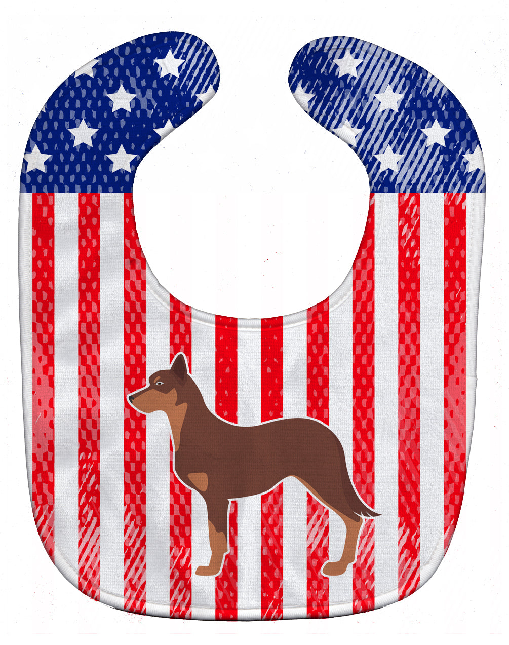 USA Patriotic Australian Kelpie Dog Baby Bib Easy-Clean Baby Bib Baby Feeding Accessory Baby Mealtime Essential, 10 x 13, Multicolor