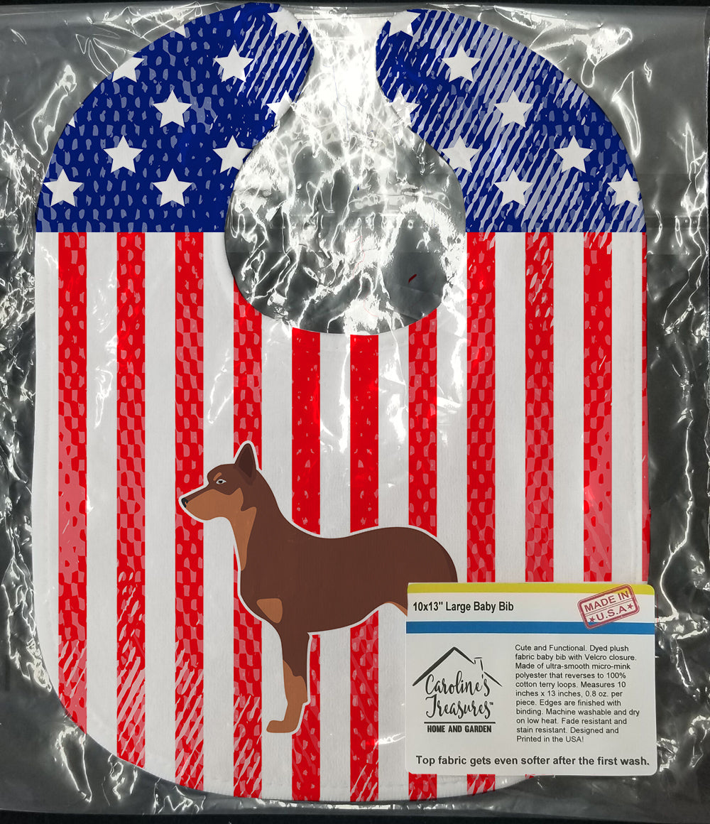 USA Patriotic Australian Kelpie Dog Baby Bib Easy-Clean Baby Bib Baby Feeding Accessory Baby Mealtime Essential, 10 x 13, Multicolor
