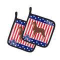 USA Patriotic Australian Kelpie Dog Pot Holder Set of 2 Heat Resistant Quilted Hot Pads 7.5 x 7.5 Inch, Insulated Kitchen Trivets for Cooking & Baking