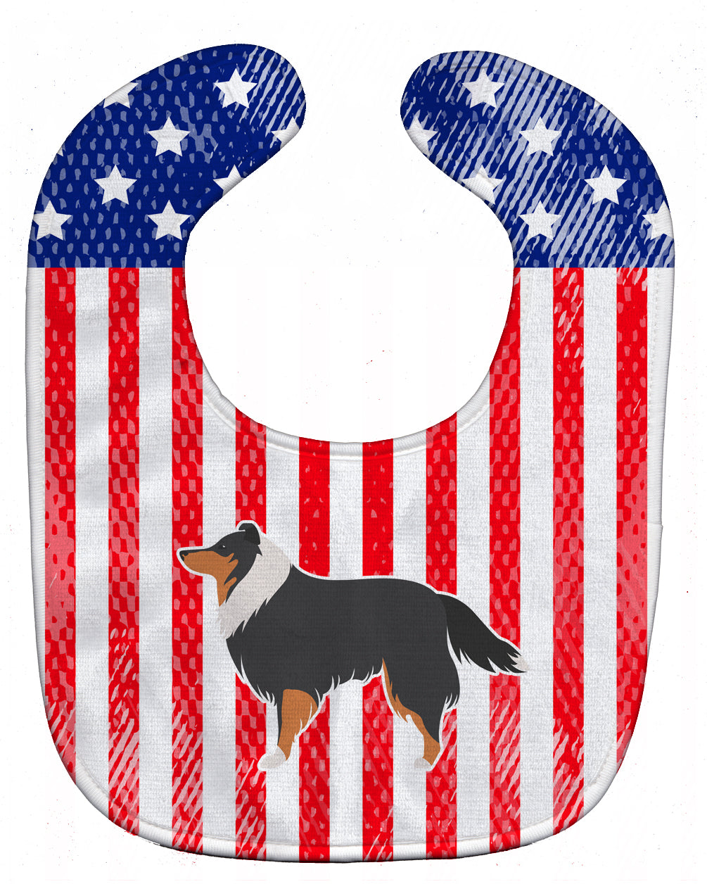 USA Patriotic Sheltie/Shetland Sheepdog Baby Bib Easy-Clean Baby Bib Baby Feeding Accessory Baby Mealtime Essential, 10 x 13, Multicolor