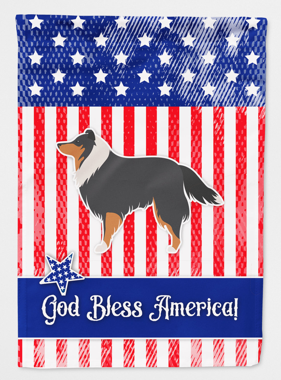 USA Patriotic Sheltie/Shetland Sheepdog House Flag 28x40 Porch Sleeve Pole Decorative Outside Yard Banner Artwork Wall Hanging, Polyester
