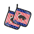 USA Patriotic Sheltie/Shetland Sheepdog Pot Holder Set of 2 Heat Resistant Quilted Hot Pads 7.5 x 7.5 Inch, Insulated Kitchen Trivets for Cooking & Baking