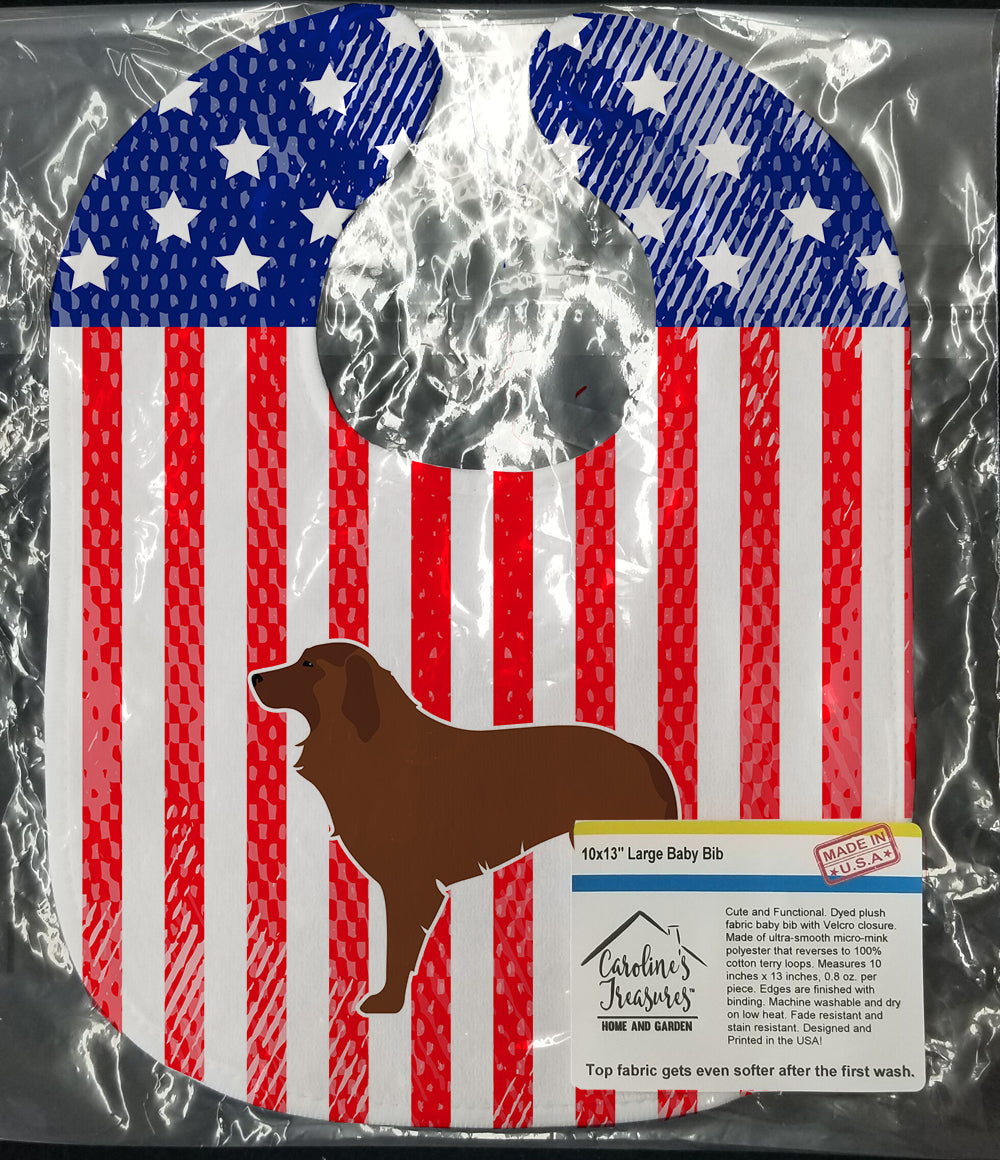 USA Patriotic Portuguese Sheepdog Dog Baby Bib Easy-Clean Baby Bib Baby Feeding Accessory Baby Mealtime Essential, 10 x 13, Multicolor