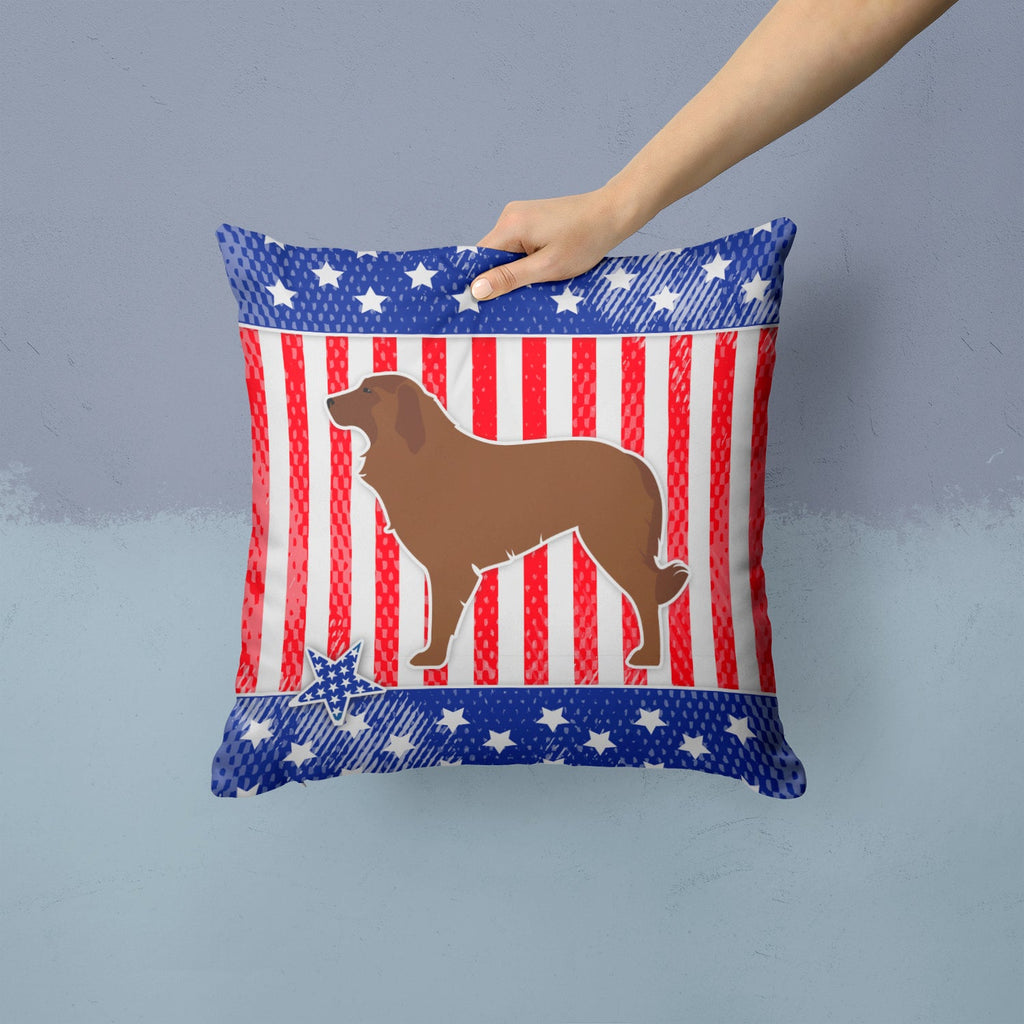 USA Patriotic Portuguese Sheepdog Dog Decorative Throw Pillow 14x14 Indoor Outdoor Accent Cushion, Fabric Cover with Insert for Sofa, Bed, Porch & Living Room