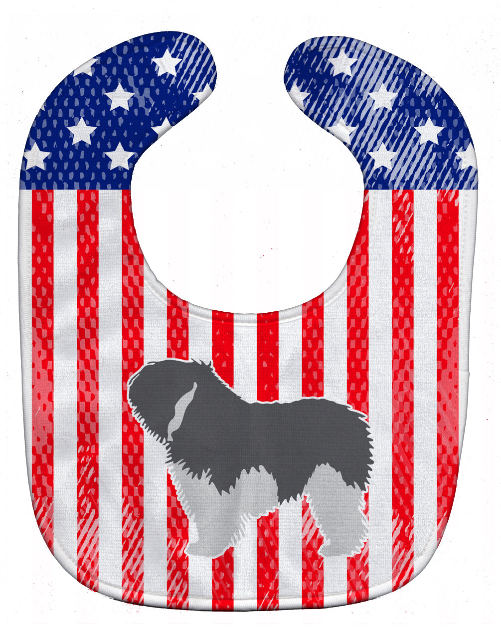 USA Patriotic Polish Lowland Sheepdog Dog Baby Bib Easy-Clean Baby Bib Baby Feeding Accessory Baby Mealtime Essential, 10 x 13, Multicolor