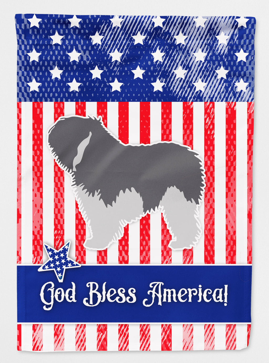 USA Patriotic Polish Lowland Sheepdog Dog House Flag 28x40 Porch Sleeve Pole Decorative Outside Yard Banner Artwork Wall Hanging, Polyester