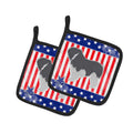 USA Patriotic Polish Lowland Sheepdog Dog Pot Holder Set of 2 Heat Resistant Quilted Hot Pads 7.5 x 7.5 Inch, Insulated Kitchen Trivets for Cooking & Baking