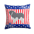USA Patriotic Polish Lowland Sheepdog Dog Decorative Throw Pillow 14x14 Indoor Outdoor Accent Cushion, Fabric Cover with Insert for Sofa, Bed, Porch & Living Room