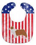 USA Patriotic Australian Shepherd Dog Baby Bib Easy-Clean Baby Bib Baby Feeding Accessory Baby Mealtime Essential, 10 x 13, Multicolor