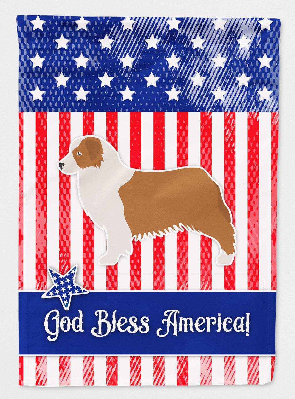 USA Patriotic Australian Shepherd Dog House Flag 28x40 Porch Sleeve Pole Decorative Outside Yard Banner Artwork Wall Hanging, Polyester