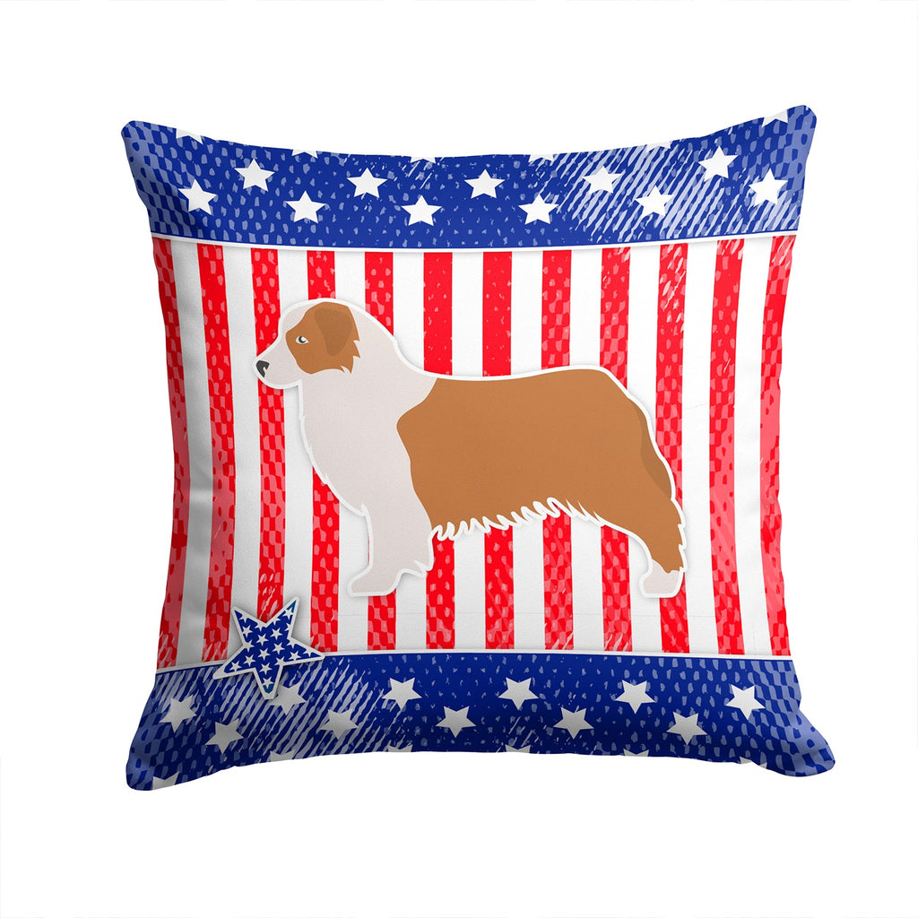 USA Patriotic Australian Shepherd Dog Decorative Throw Pillow 14x14 Indoor Outdoor Accent Cushion, Fabric Cover with Insert for Sofa, Bed, Porch & Living Room