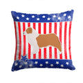 USA Patriotic Australian Shepherd Dog Decorative Throw Pillow 14x14 Indoor Outdoor Accent Cushion, Fabric Cover with Insert for Sofa, Bed, Porch & Living Room