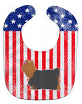 USA Patriotic Yorkshire Terrier Yorkie Baby Bib Easy-Clean Baby Bib Baby Feeding Accessory Baby Mealtime Essential, 10 x 13, Multicolor