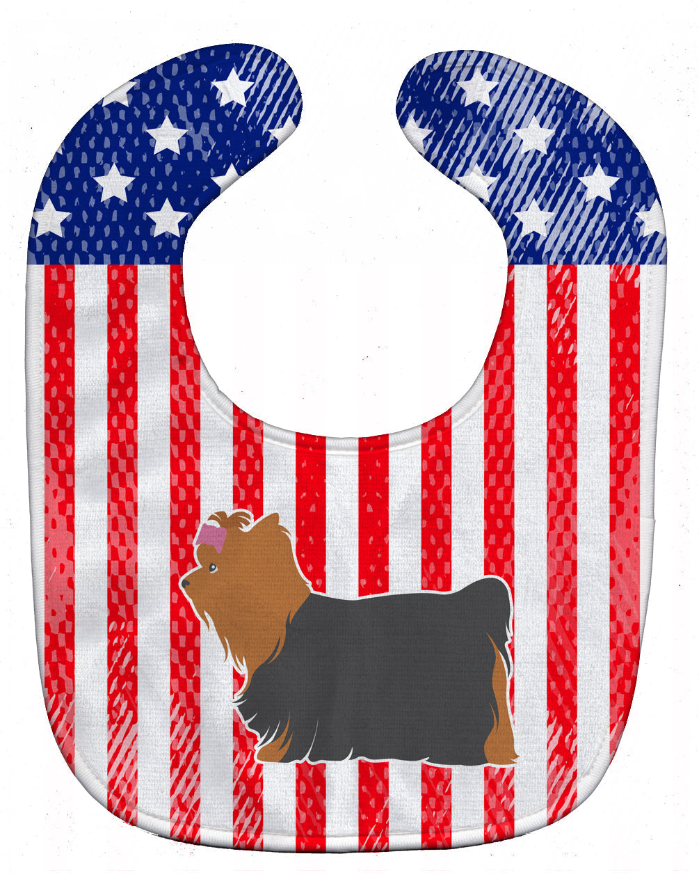 USA Patriotic Yorkshire Terrier Yorkie Baby Bib Easy-Clean Baby Bib Baby Feeding Accessory Baby Mealtime Essential, 10 x 13, Multicolor
