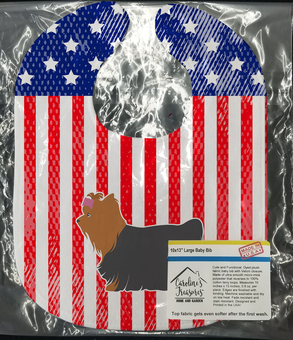 USA Patriotic Yorkshire Terrier Yorkie Baby Bib Easy-Clean Baby Bib Baby Feeding Accessory Baby Mealtime Essential, 10 x 13, Multicolor