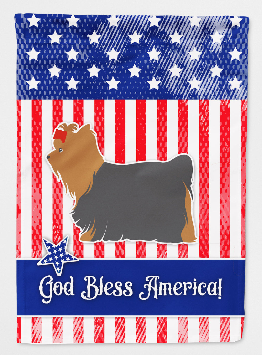 USA Patriotic Yorkshire Terrier Yorkie House Flag 28x40 Porch Sleeve Pole Decorative Outside Yard Banner Artwork Wall Hanging, Polyester