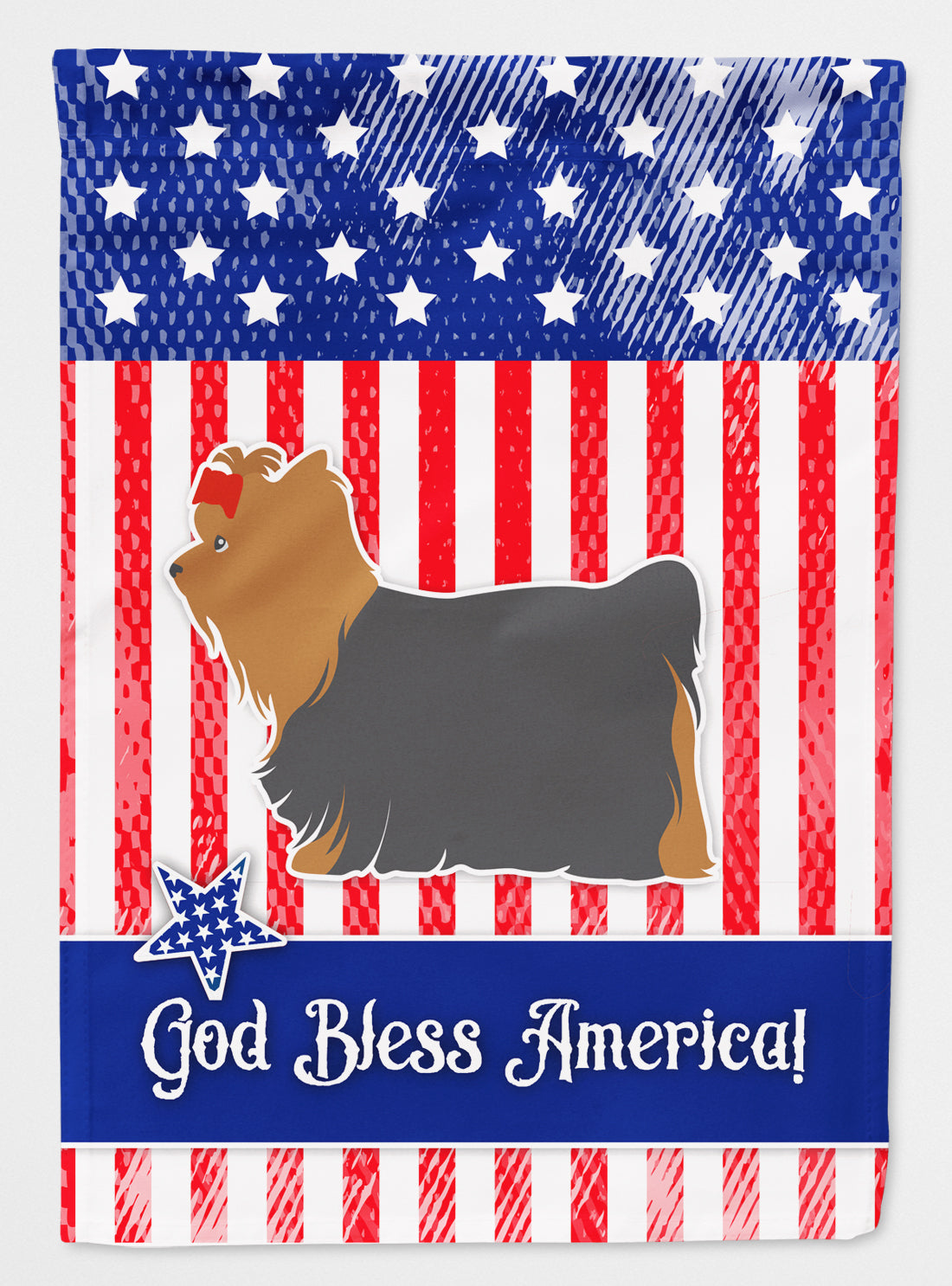 USA Patriotic Yorkshire Terrier Yorkie House Flag 28x40 Porch Sleeve Pole Decorative Outside Yard Banner Artwork Wall Hanging, Polyester