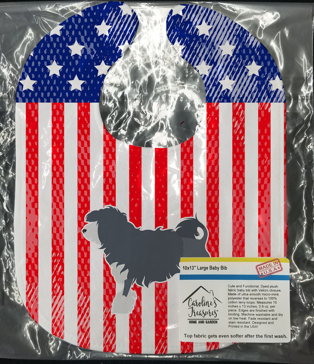 USA Patriotic Lowchen Baby Bib Easy-Clean Baby Bib Baby Feeding Accessory Baby Mealtime Essential, 10 x 13, Multicolor