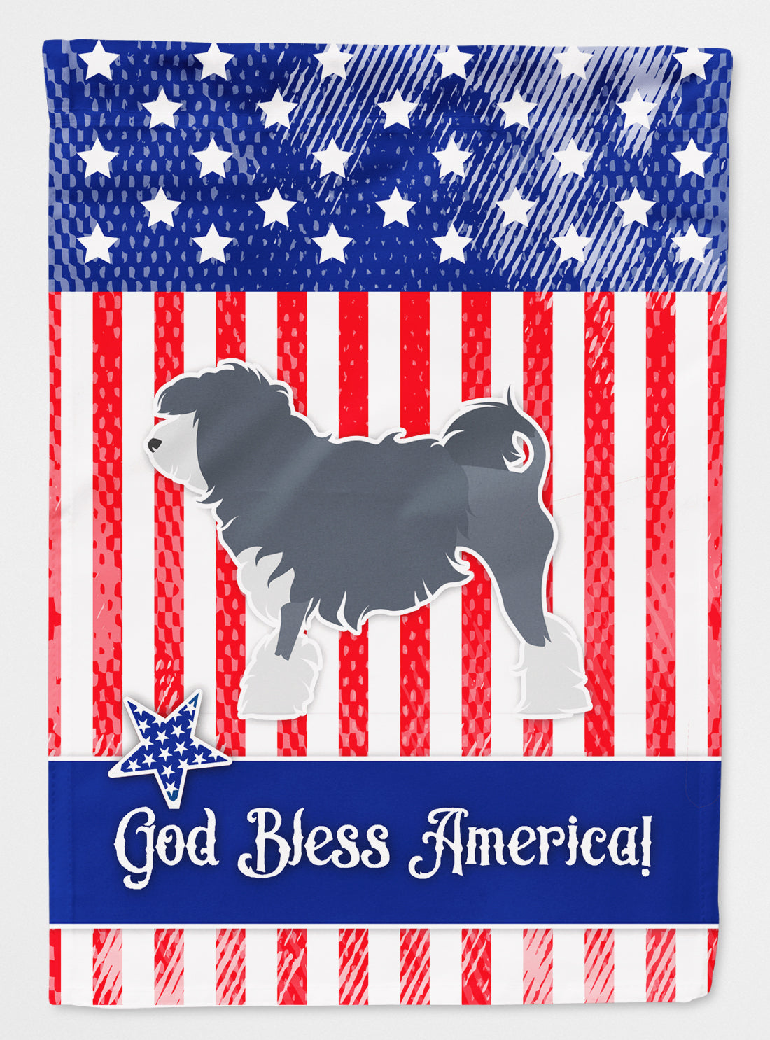 USA Patriotic Lowchen House Flag 28x40 Porch Sleeve Pole Decorative Outside Yard Banner Artwork Wall Hanging, Polyester