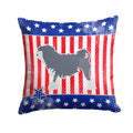 USA Patriotic Lowchen Decorative Throw Pillow 14x14 Indoor Outdoor Accent Cushion, Fabric Cover with Insert for Sofa, Bed, Porch & Living Room