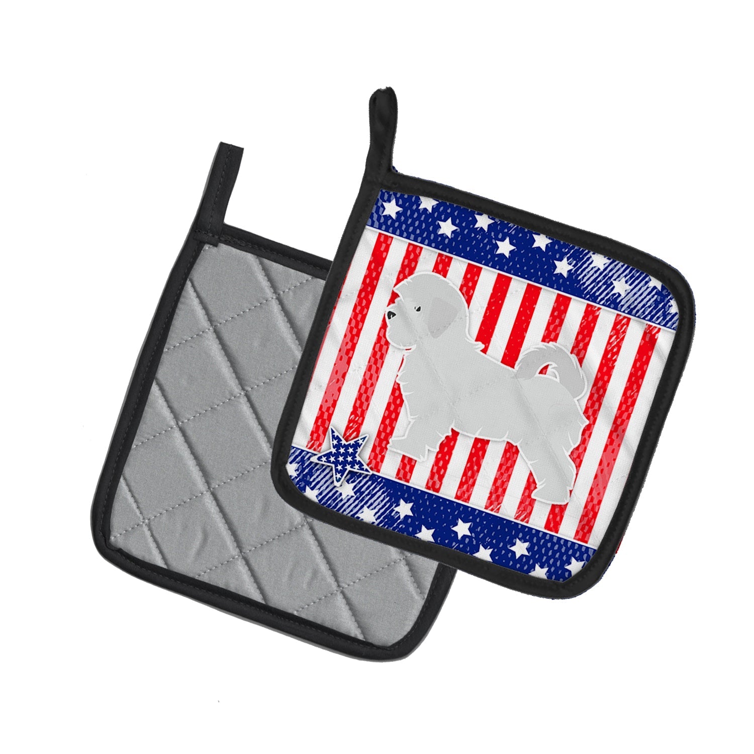 USA Patriotic Maltese Pot Holder Set of 2 Heat Resistant Quilted Hot Pads 7.5 x 7.5 Inch, Insulated Kitchen Trivets for Cooking & Baking