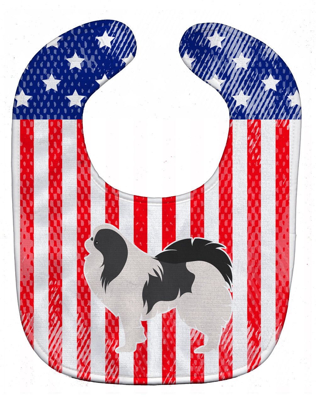 USA Patriotic Japanese Chin Baby Bib Easy-Clean Baby Bib Baby Feeding Accessory Baby Mealtime Essential, 10 x 13, Multicolor