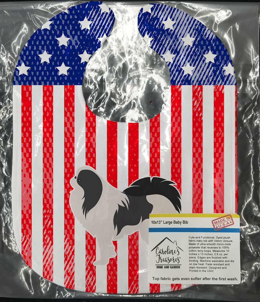 USA Patriotic Japanese Chin Baby Bib Easy-Clean Baby Bib Baby Feeding Accessory Baby Mealtime Essential, 10 x 13, Multicolor