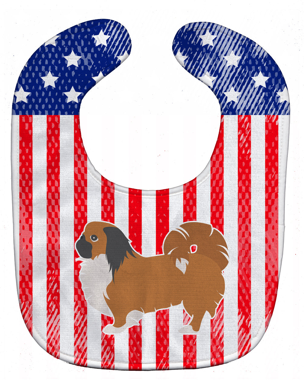 USA Patriotic Pekingese Baby Bib Easy-Clean Baby Bib Baby Feeding Accessory Baby Mealtime Essential, 10 x 13, Multicolor