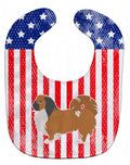 USA Patriotic Pekingese Baby Bib Easy-Clean Baby Bib Baby Feeding Accessory Baby Mealtime Essential, 10 x 13, Multicolor