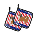 USA Patriotic Pekingese Pot Holder Set of 2 Heat Resistant Quilted Hot Pads 7.5 x 7.5 Inch, Insulated Kitchen Trivets for Cooking & Baking