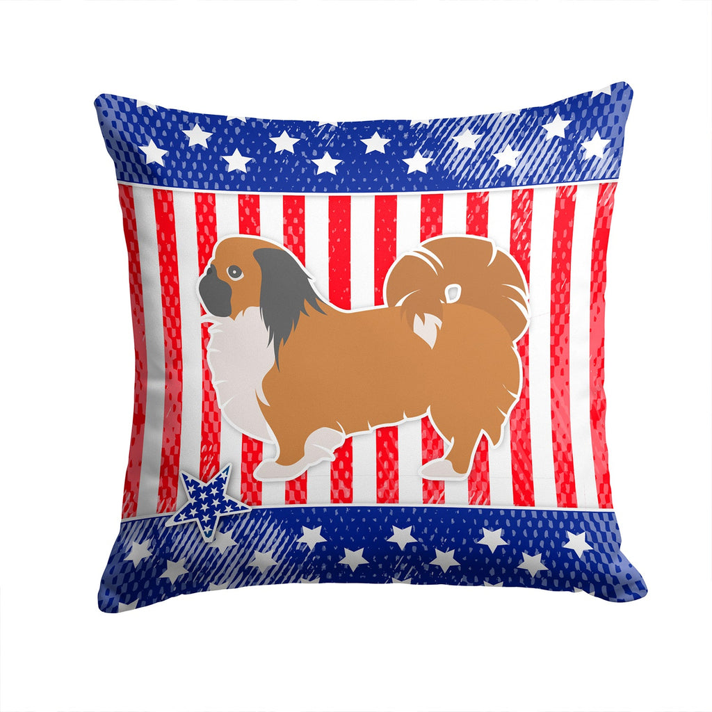USA Patriotic Pekingese Decorative Throw Pillow 14x14 Indoor Outdoor Accent Cushion, Fabric Cover with Insert for Sofa, Bed, Porch & Living Room