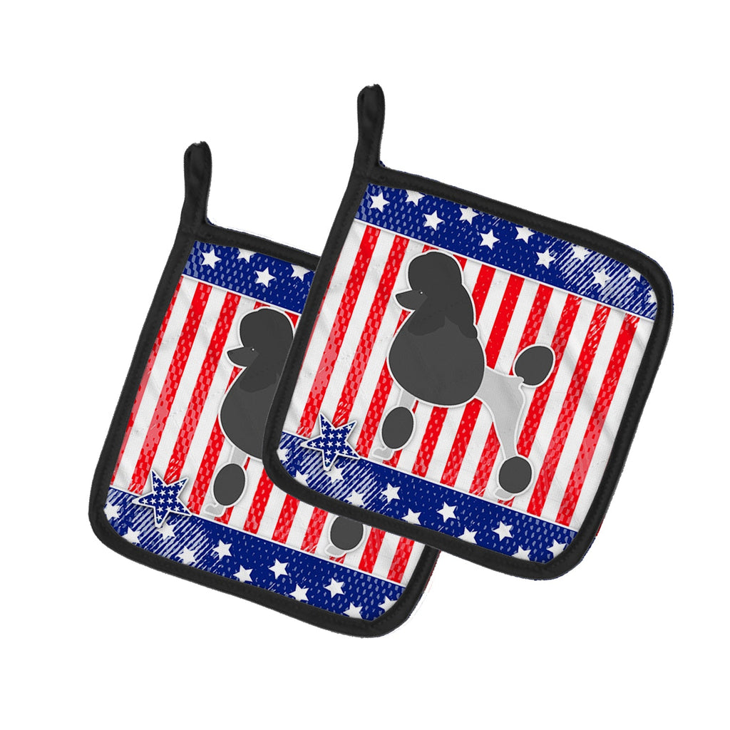 USA Patriotic Poodle Pot Holder Set of 2 Heat Resistant Quilted Hot Pads 7.5 x 7.5 Inch, Insulated Kitchen Trivets for Cooking & Baking
