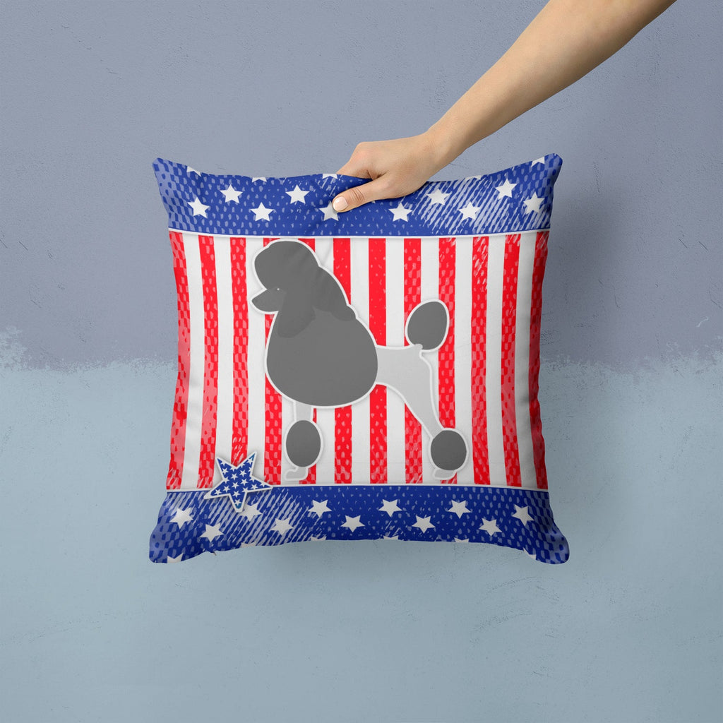 USA Patriotic Poodle Decorative Throw Pillow 14x14 Indoor Outdoor Accent Cushion, Fabric Cover with Insert for Sofa, Bed, Porch & Living Room
