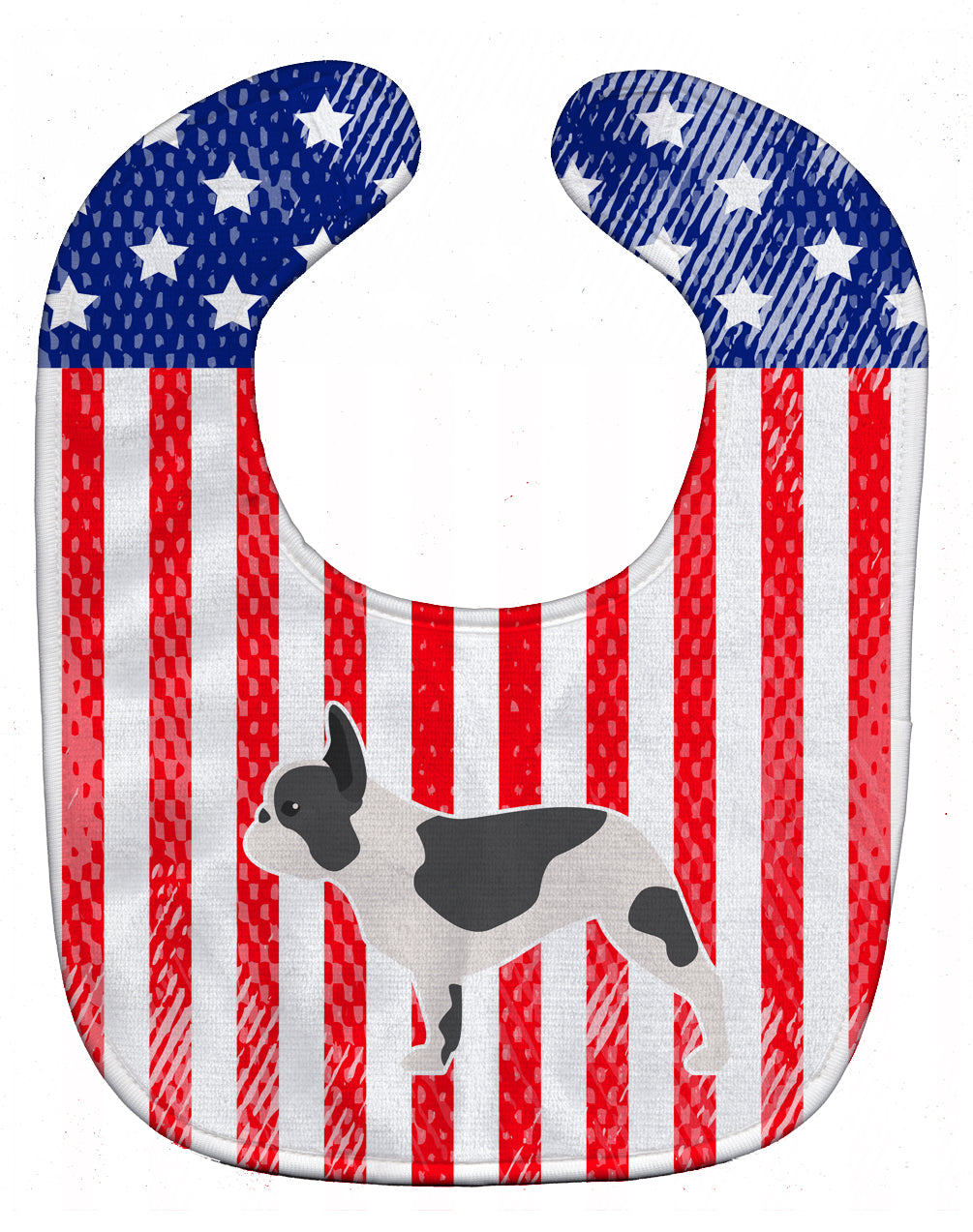 USA Patriotic French Bulldog Baby Bib Easy-Clean Baby Bib Baby Feeding Accessory Baby Mealtime Essential, 10 x 13, Multicolor