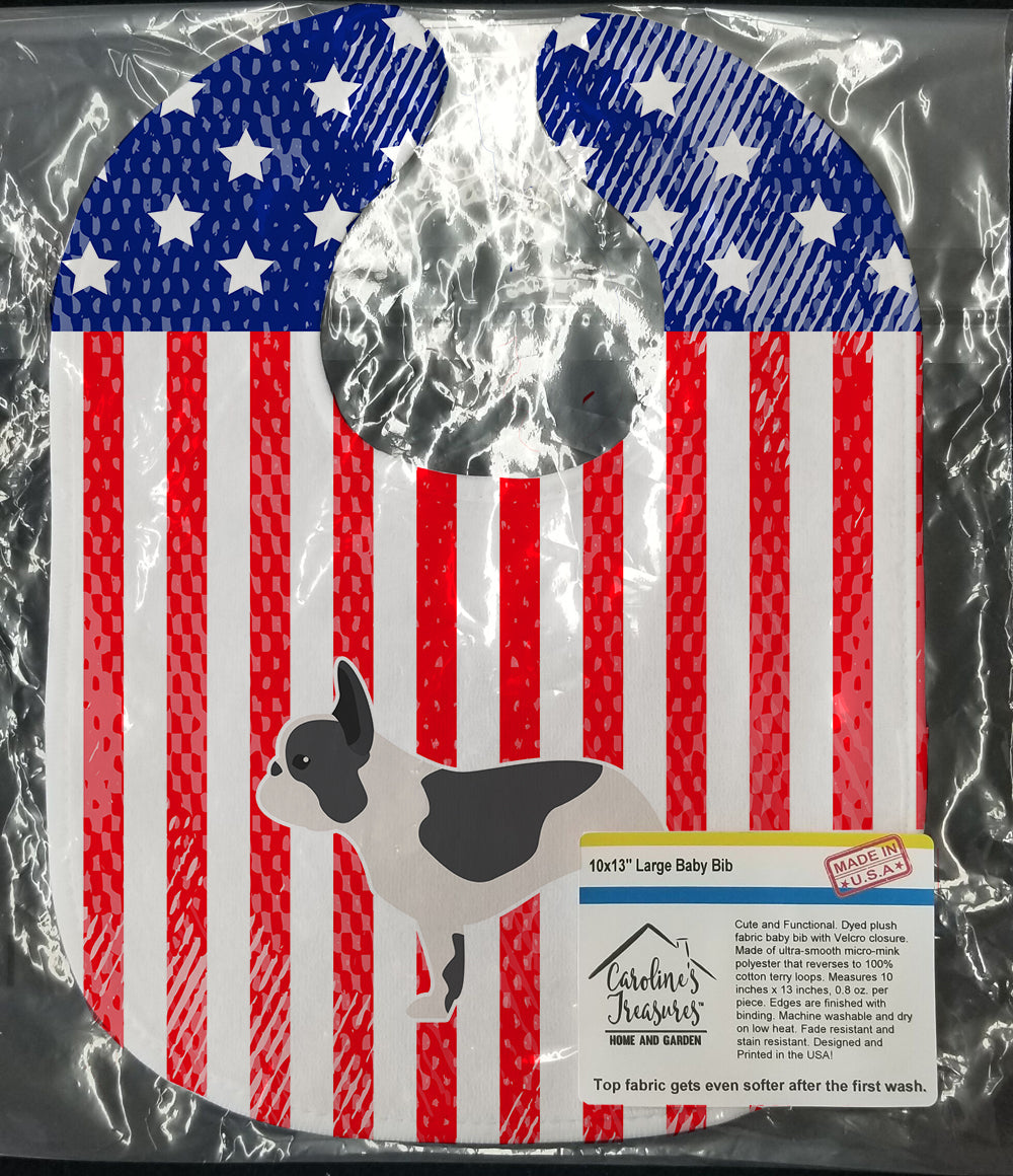 USA Patriotic French Bulldog Baby Bib Easy-Clean Baby Bib Baby Feeding Accessory Baby Mealtime Essential, 10 x 13, Multicolor