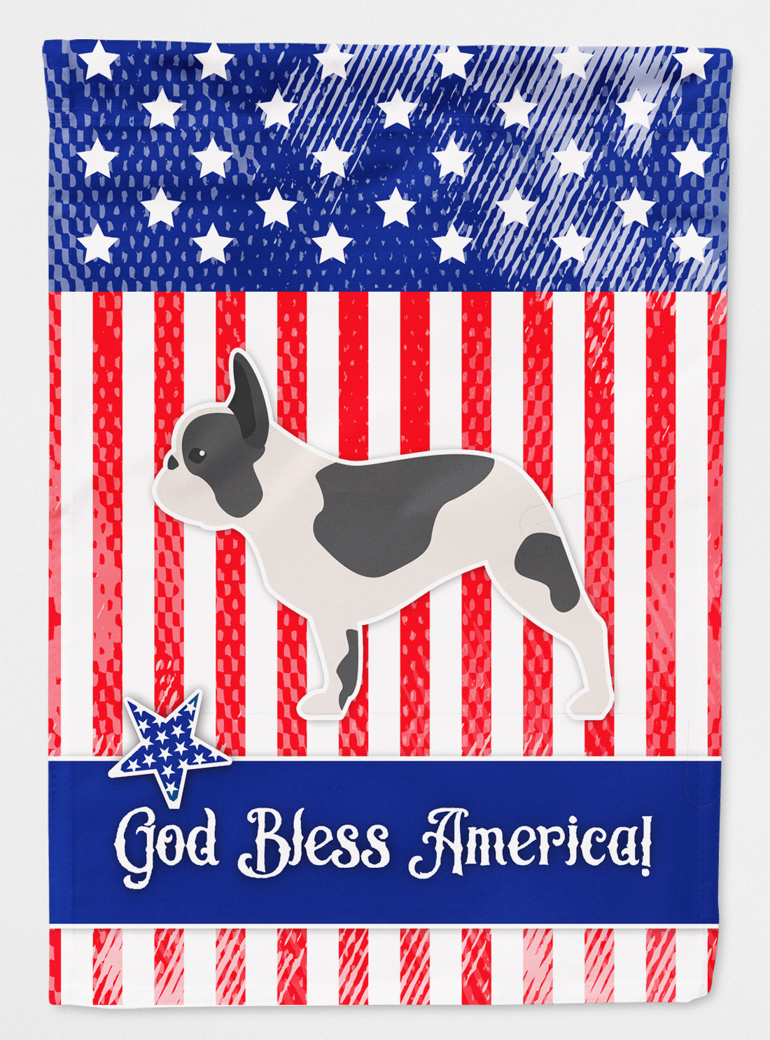 USA Patriotic French Bulldog House Flag 28x40 Porch Sleeve Pole Decorative Outside Yard Banner Artwork Wall Hanging, Polyester