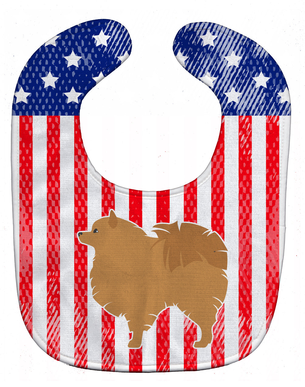 USA Patriotic Pomeranian Baby Bib Easy-Clean Baby Bib Baby Feeding Accessory Baby Mealtime Essential, 10 x 13, Multicolor
