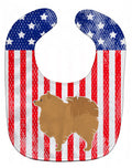 USA Patriotic Pomeranian Baby Bib Easy-Clean Baby Bib Baby Feeding Accessory Baby Mealtime Essential, 10 x 13, Multicolor