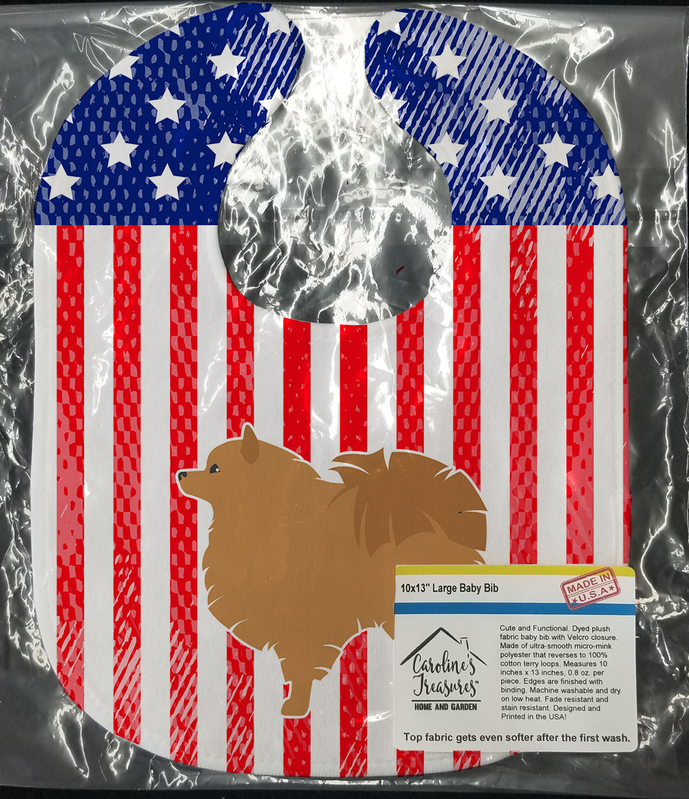 USA Patriotic Pomeranian Baby Bib Easy-Clean Baby Bib Baby Feeding Accessory Baby Mealtime Essential, 10 x 13, Multicolor