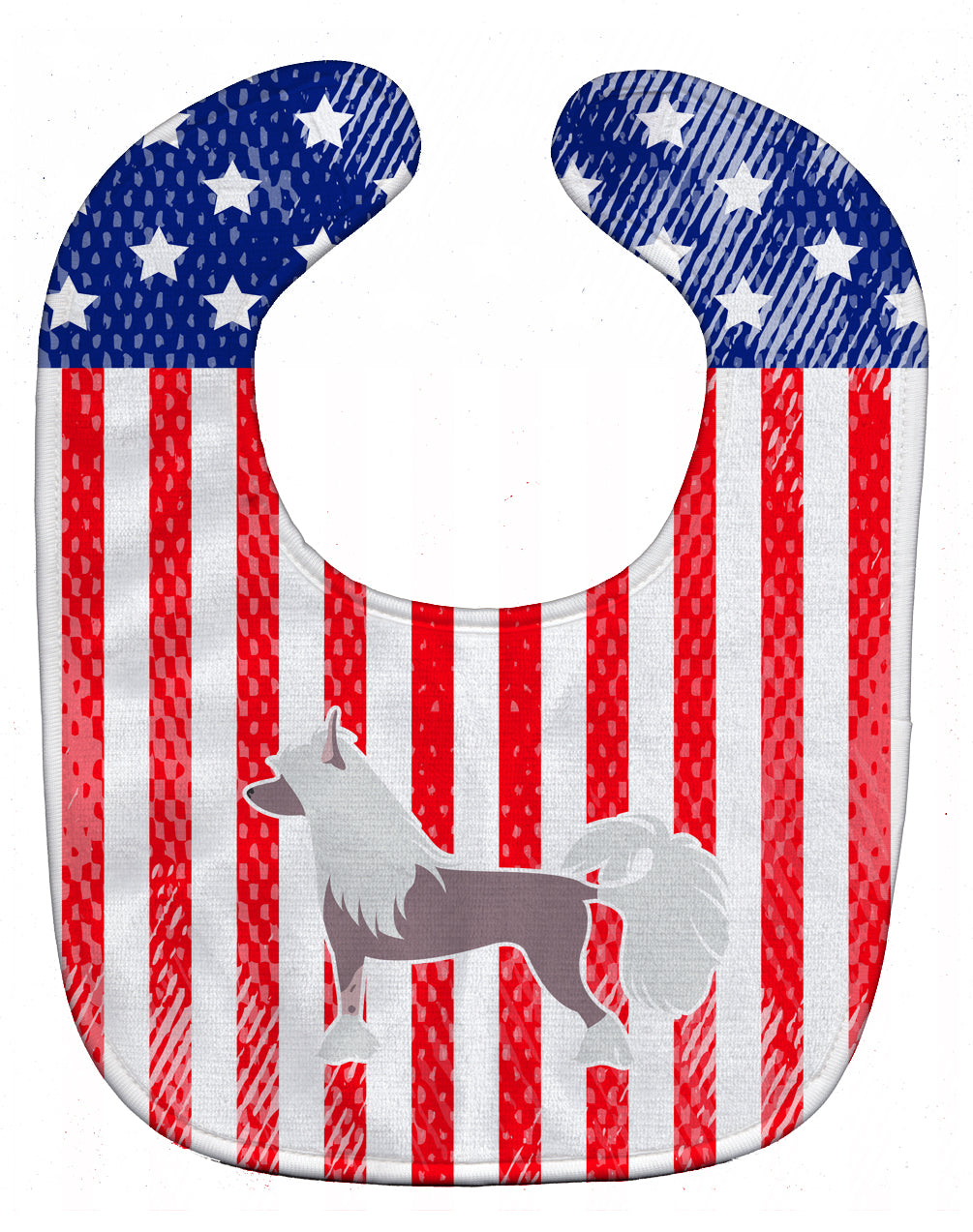 USA Patriotic Chinese Crested Baby Bib Easy-Clean Baby Bib Baby Feeding Accessory Baby Mealtime Essential, 10 x 13, Multicolor