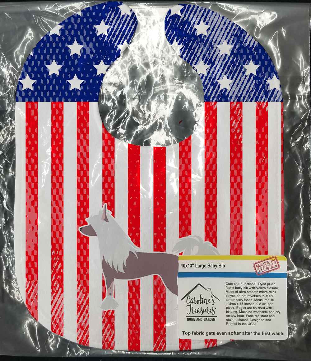 USA Patriotic Chinese Crested Baby Bib Easy-Clean Baby Bib Baby Feeding Accessory Baby Mealtime Essential, 10 x 13, Multicolor