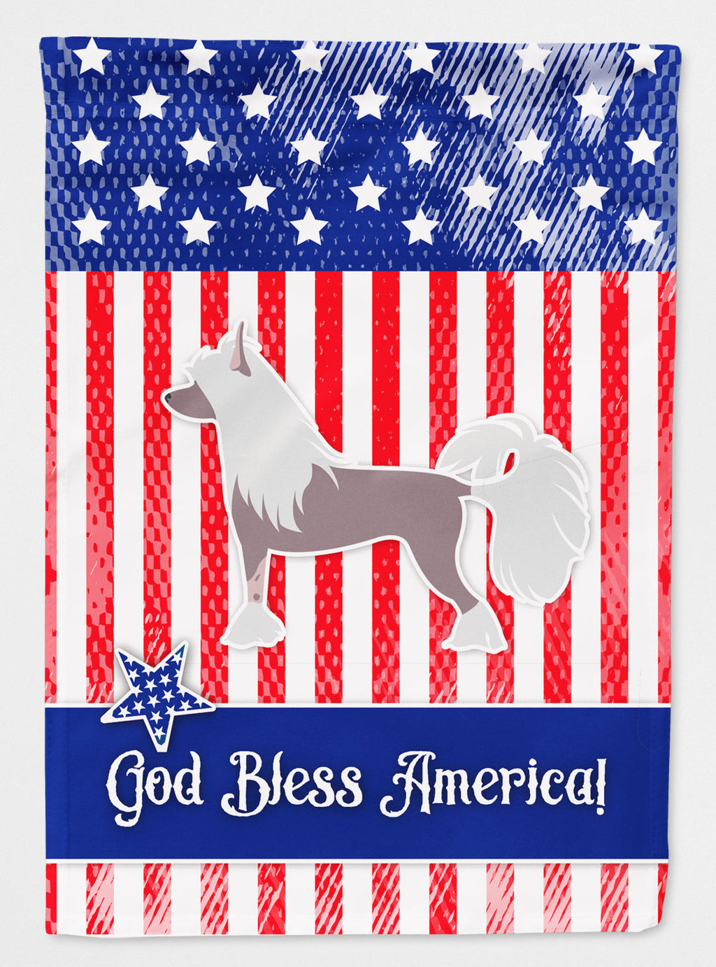 USA Patriotic Chinese Crested House Flag 28x40 Porch Sleeve Pole Decorative Outside Yard Banner Artwork Wall Hanging, Polyester