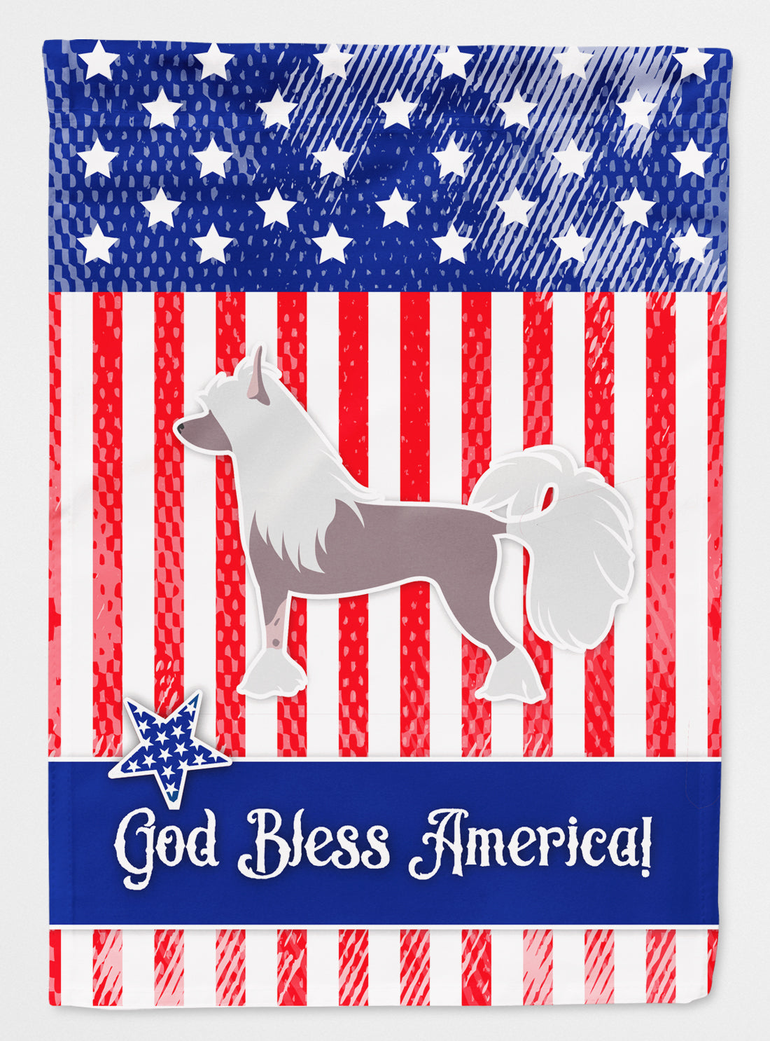 USA Patriotic Chinese Crested House Flag 28x40 Porch Sleeve Pole Decorative Outside Yard Banner Artwork Wall Hanging, Polyester