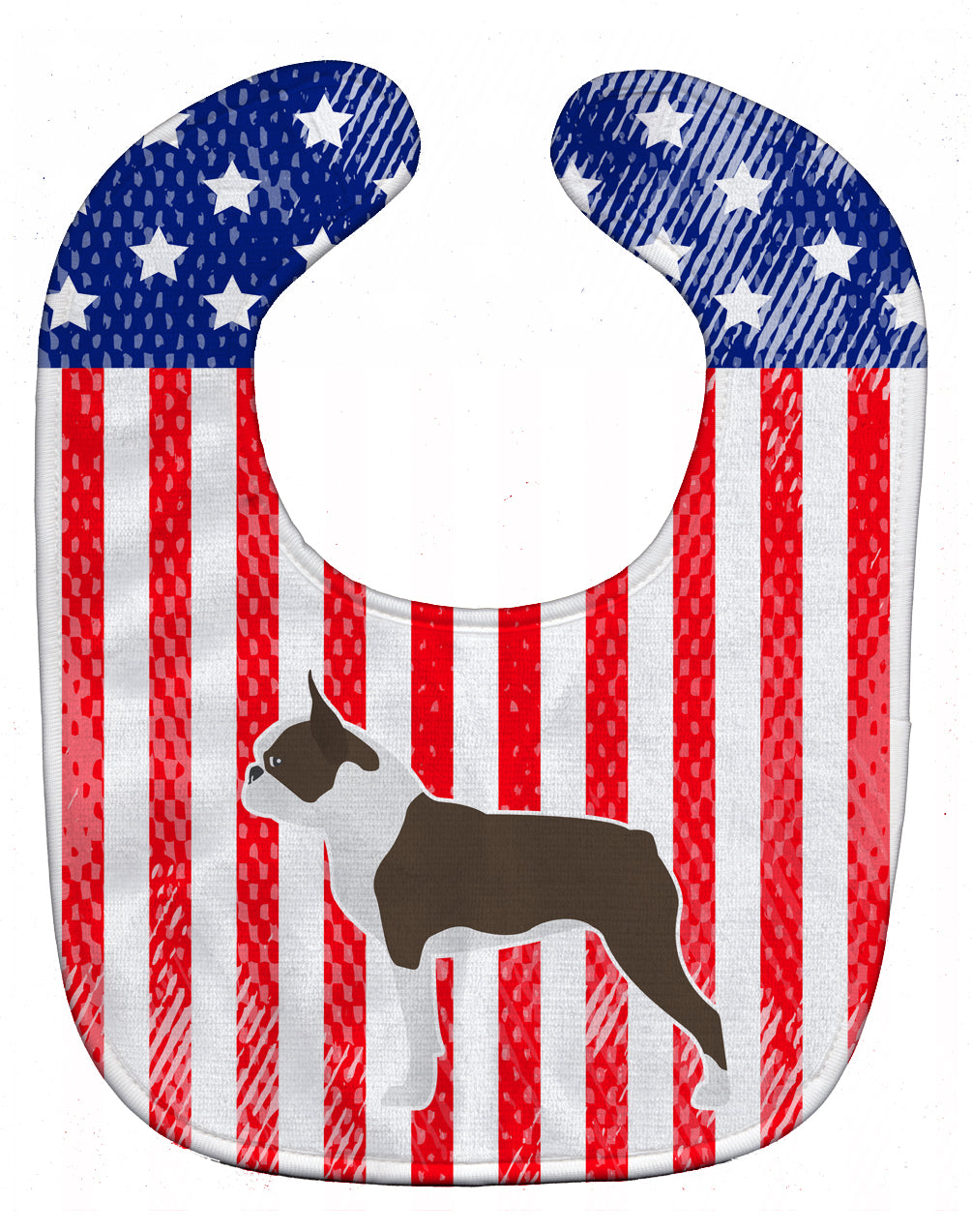 USA Patriotic Boston Terrier Baby Bib Easy-Clean Baby Bib Baby Feeding Accessory Baby Mealtime Essential, 10 x 13, Multicolor