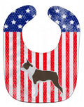USA Patriotic Boston Terrier Baby Bib Easy-Clean Baby Bib Baby Feeding Accessory Baby Mealtime Essential, 10 x 13, Multicolor