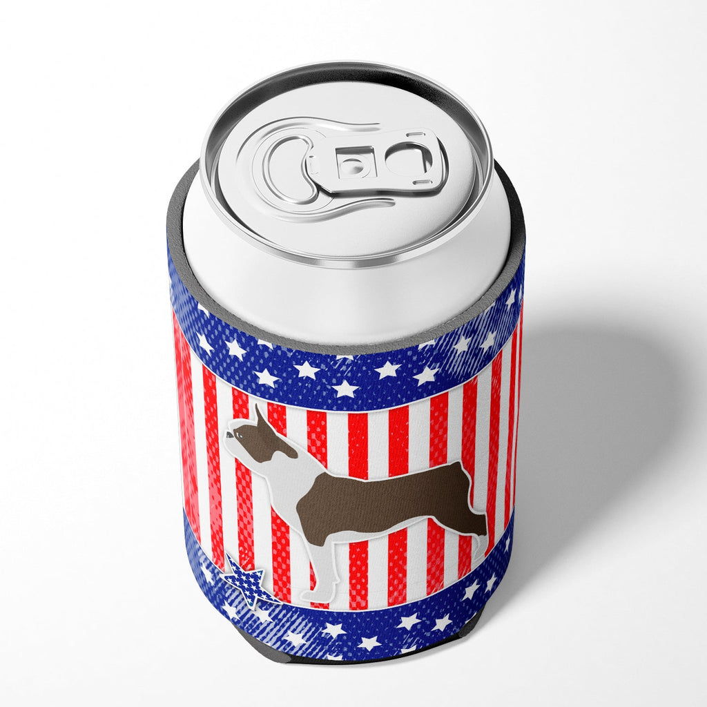 USA Patriotic Boston Terrier Can or Bottle Hugger Cooler Sleeve for Standard 12 oz Cans, Insulated Foam Beer & Soda Can Hugger Reusable