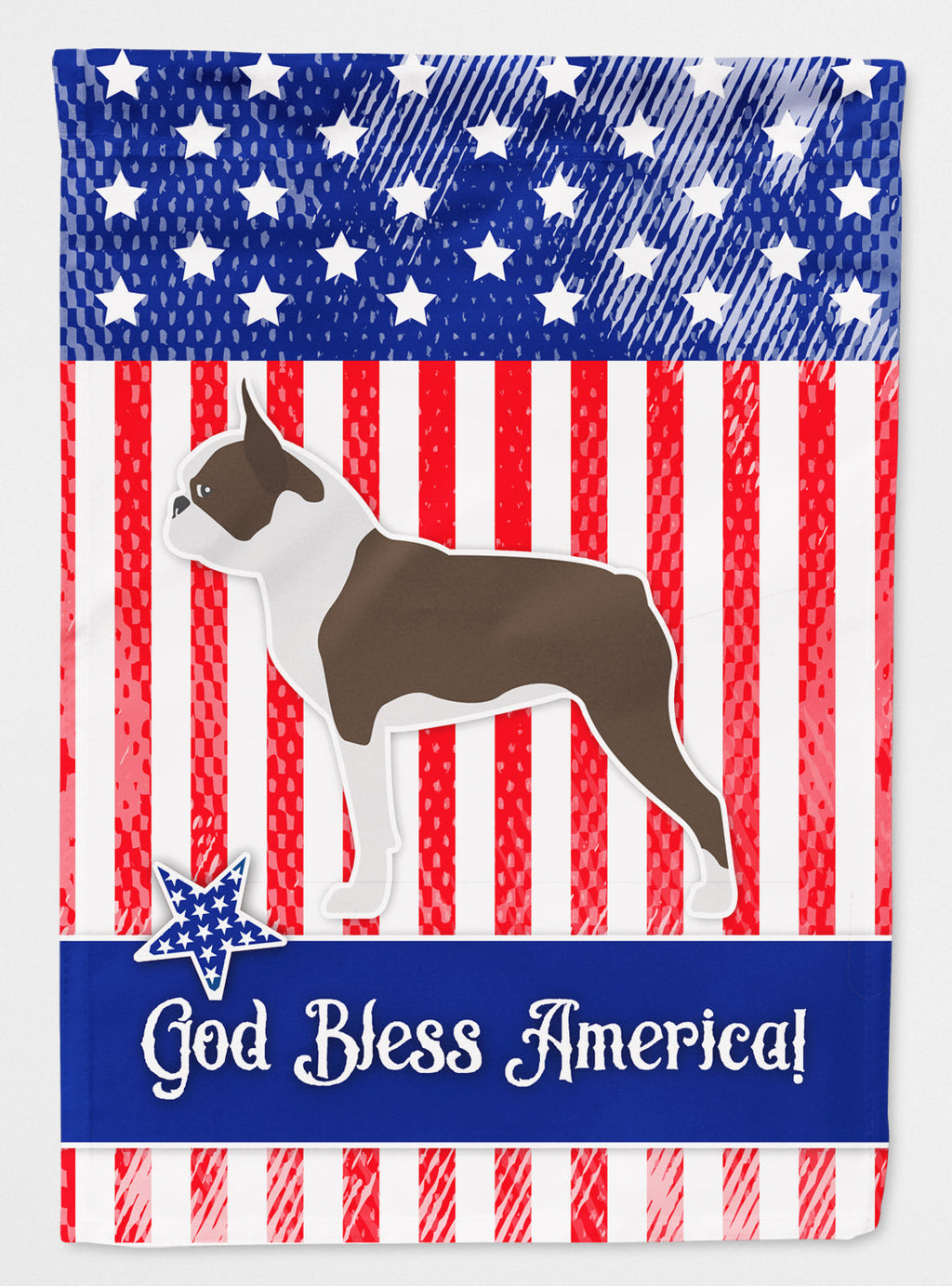 USA Patriotic Boston Terrier House Flag 28x40 Porch Sleeve Pole Decorative Outside Yard Banner Artwork Wall Hanging, Polyester